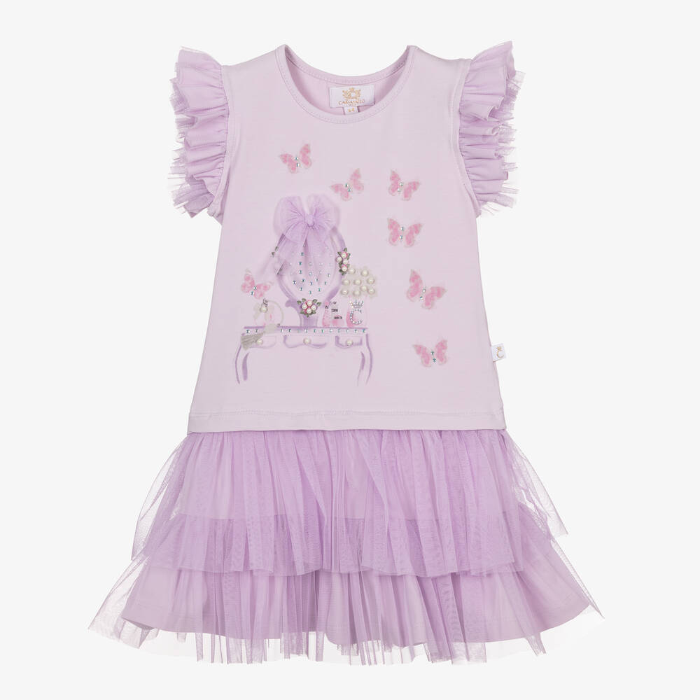 Caramelo Kids-Girls Lilac Purple Cotton Dress | Childrensalon Outlet