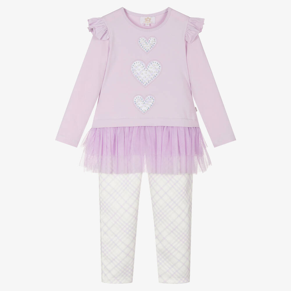 Caramelo Kids - Ensemble legging ivoire et lilas | Childrensalon