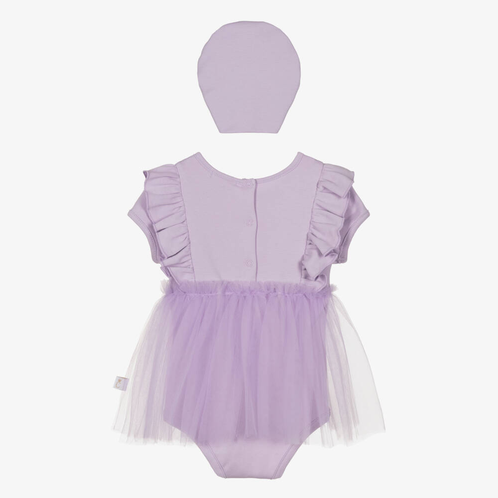 Caramelo Kids-طقم بناتي بنفسجي من التول والجيرسيه | Childrensalon Outlet