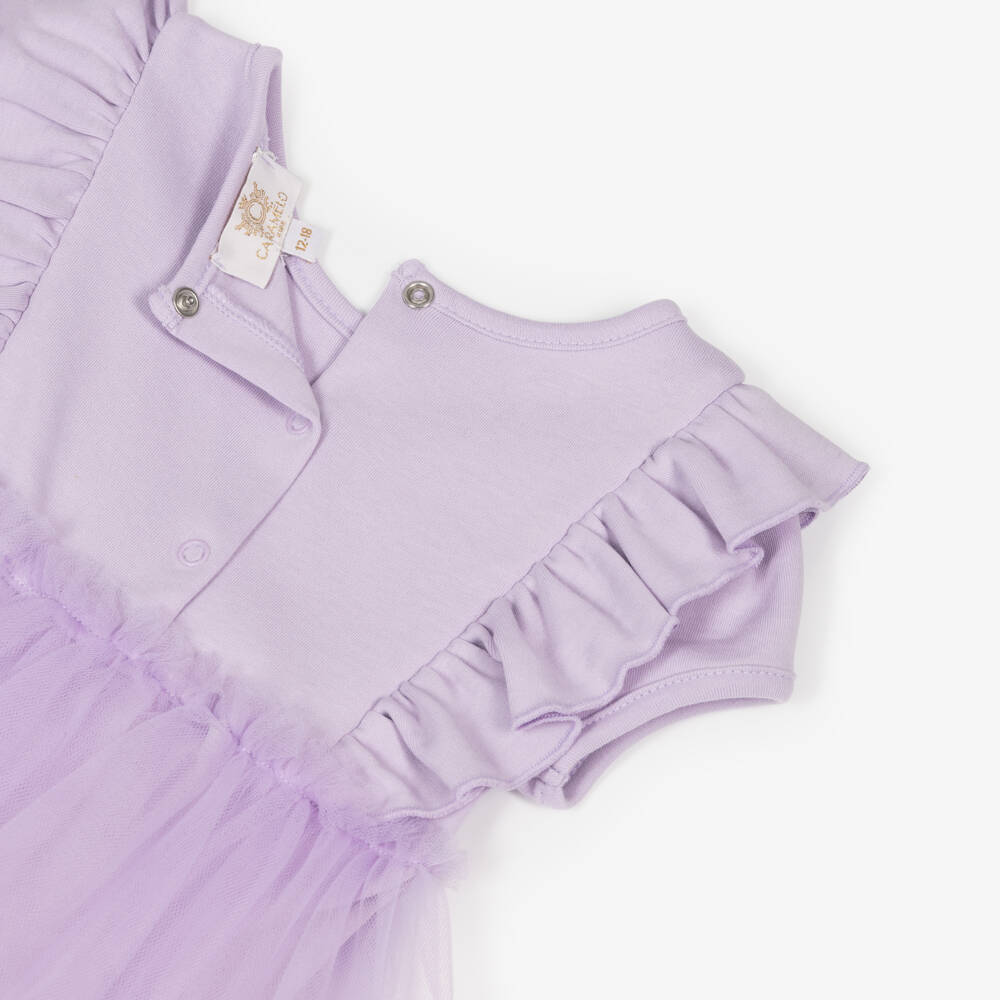 Caramelo Kids-طقم بناتي بنفسجي من التول والجيرسيه | Childrensalon Outlet