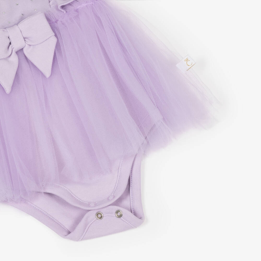 Caramelo Kids-طقم بناتي بنفسجي من التول والجيرسيه | Childrensalon Outlet