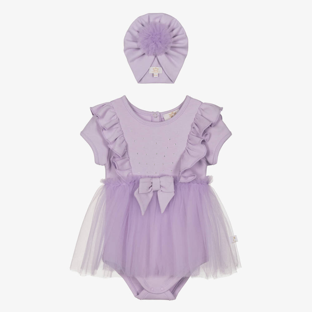 Caramelo Kids-Girls Lilac Tulle & Jersey Ensemble | Childrensalon Outlet