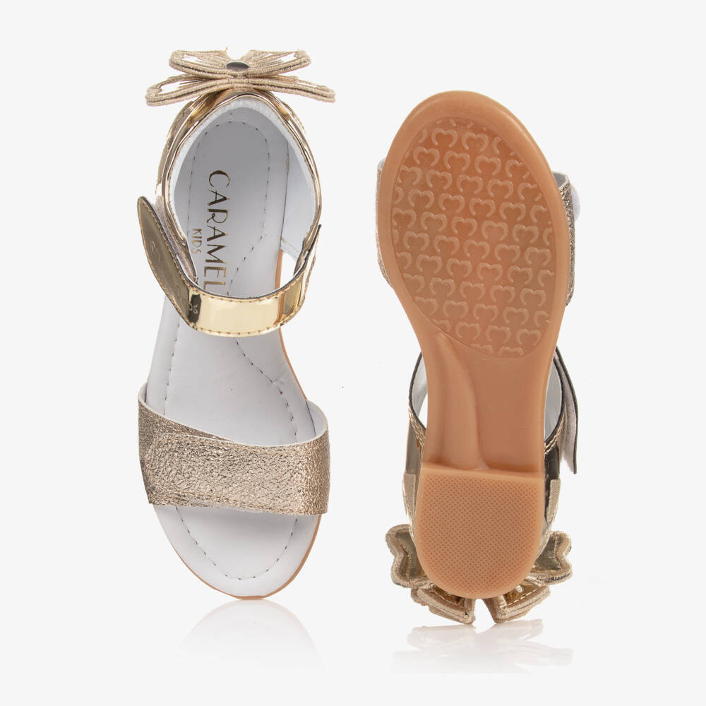 كاراميلو كيدز -صندل جلد صناعي لامع لون ذهبي للبنات | Childrensalon Outlet
