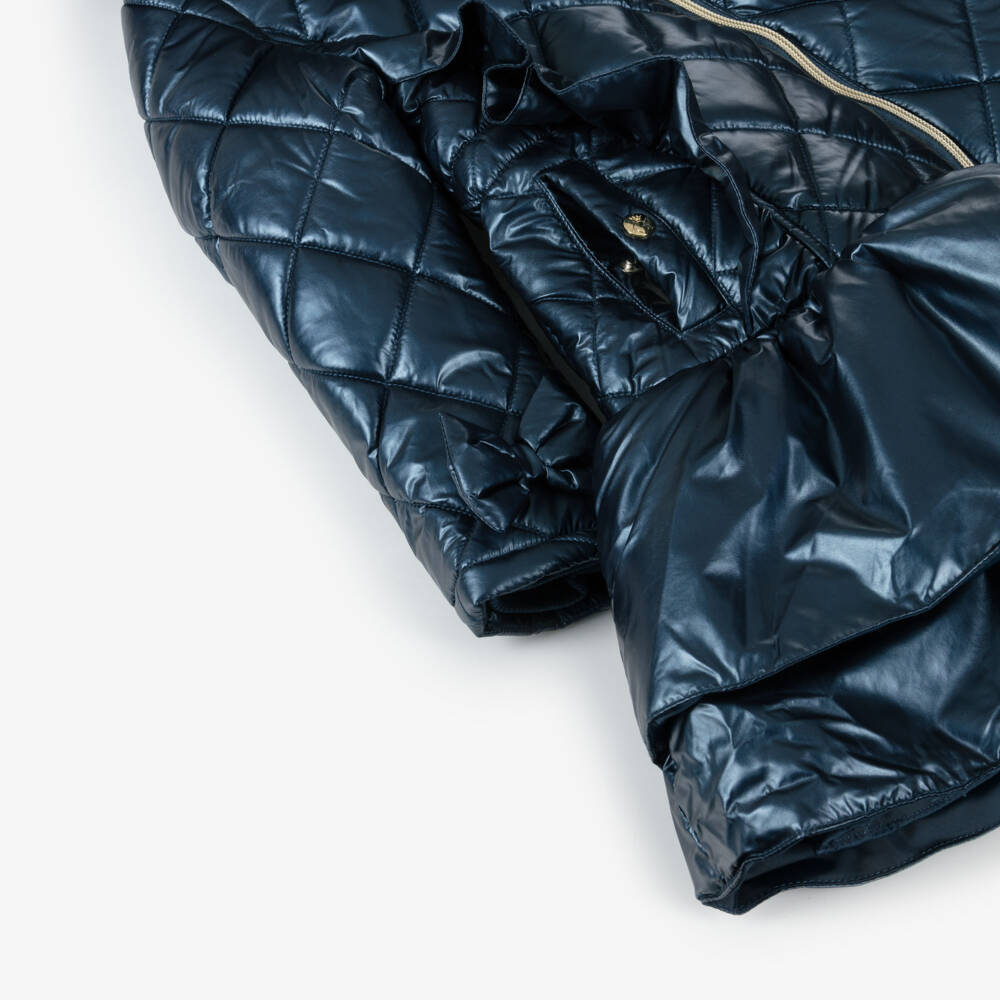 Caramelo Kids-Girls Metallic Quilted Fur Hooded Coat | Childrensalon Outlet