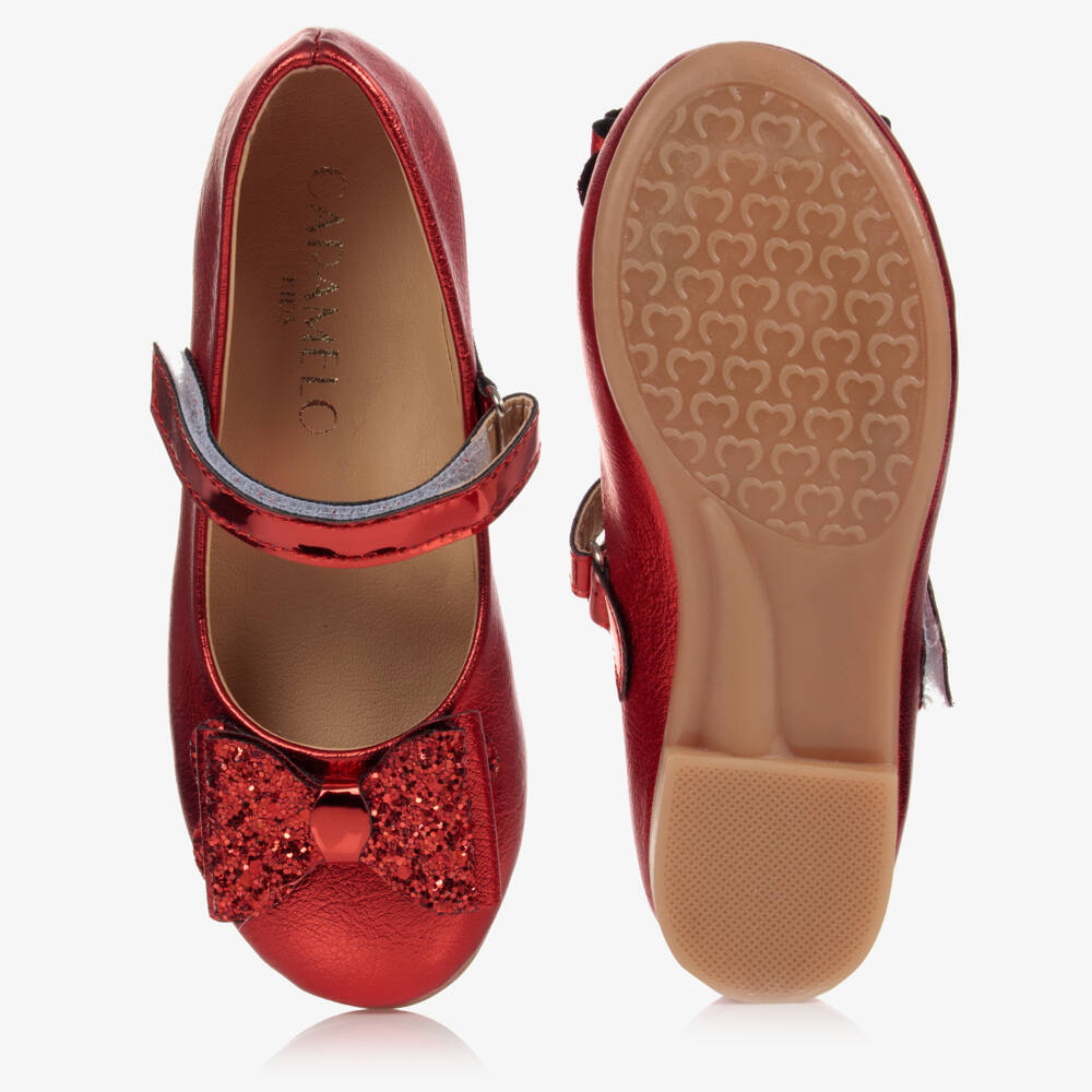 كاراميلو كيدز -حذاء بمب جلد صناعي لون أحمر للبنات | Childrensalon Outlet