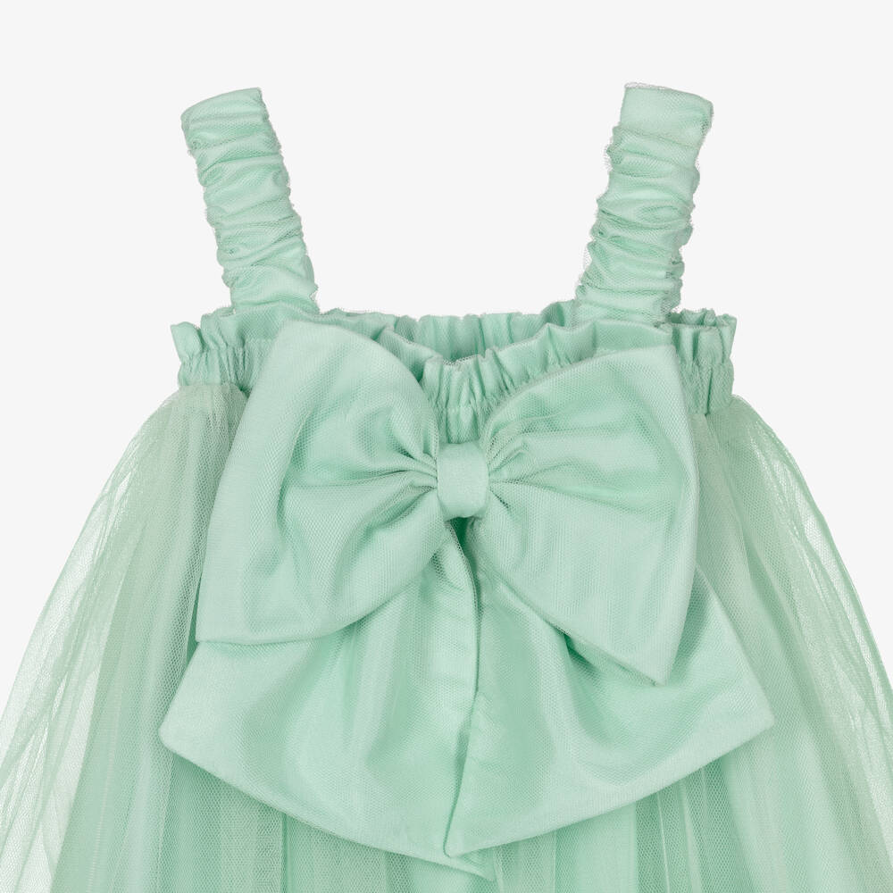 Caramelo Kids-Girls Mint Green Tulle Dress Set with Bow | Childrensalon Outlet