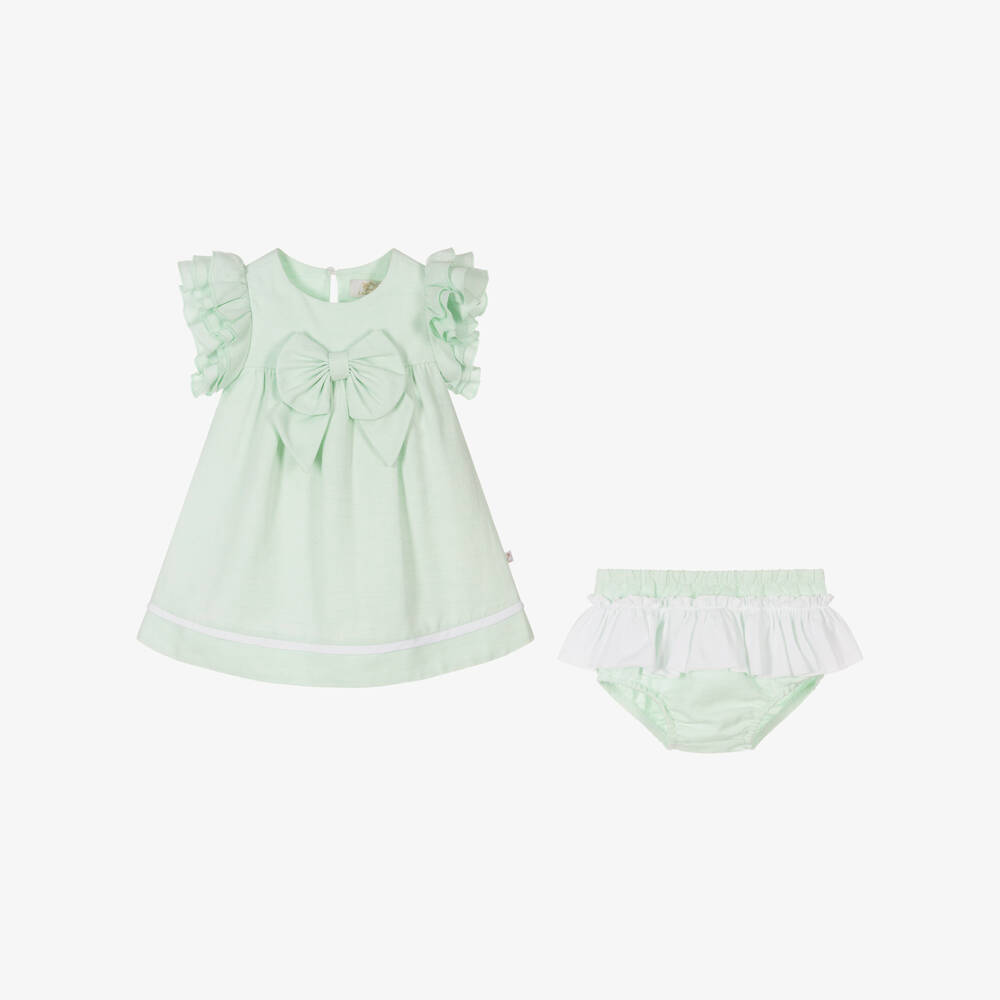 Caramelo Kids-Girls Mint Linen & Cotton Ensemble | Childrensalon Outlet