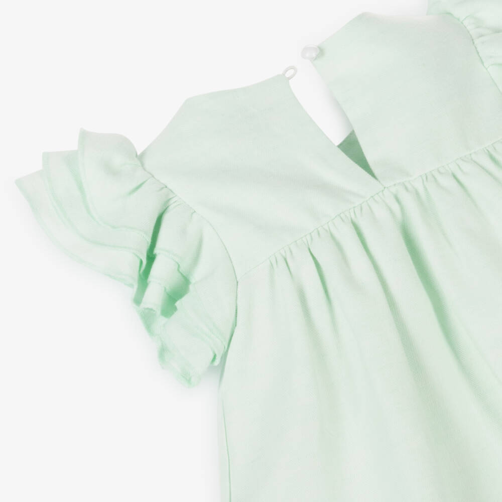 Caramelo Kids-Girls Mint Linen & Cotton Ensemble | Childrensalon Outlet
