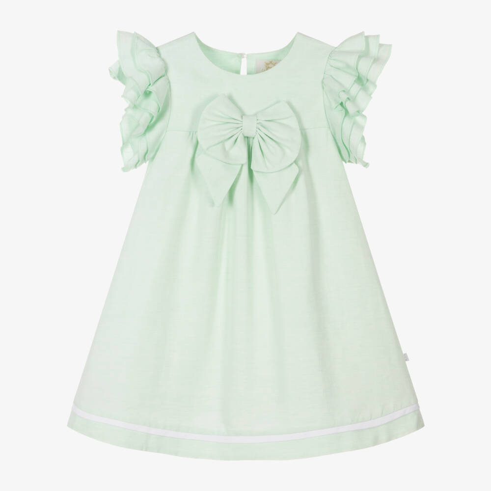 Caramelo Kids-Платье из льна и хлопка мятного цвета для девочек | Childrensalon Outlet