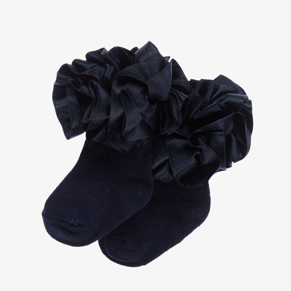 كاراميلو كيدز -جوارب قطن ستريتش و ساتان لون كحلي للبنات | Childrensalon Outlet