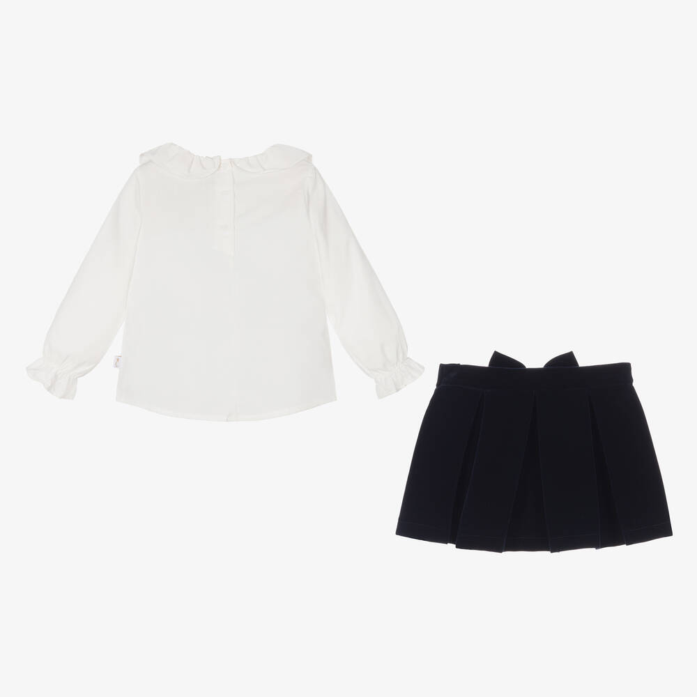 Caramelo Kids-Комплект с синей бархатной юбкой | Childrensalon Outlet