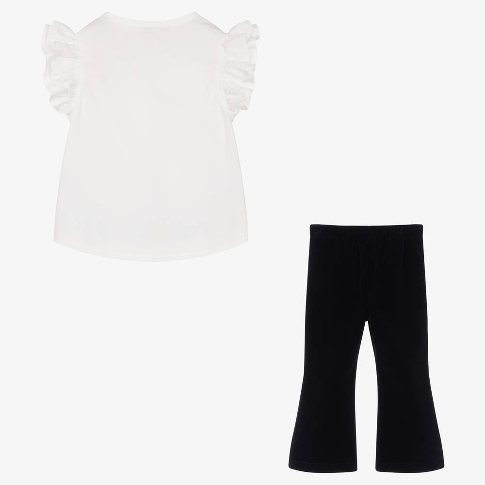 Caramelo Kids-Girls Navy Blue Velvet Trousers Set | Childrensalon Outlet