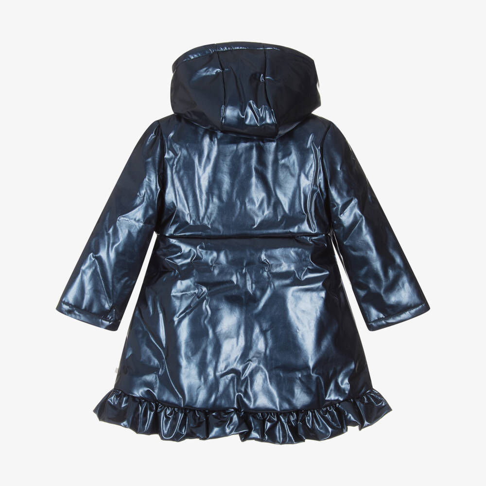 Caramelo Kids-Girls Navy Hooded Bow Coat | Childrensalon Outlet