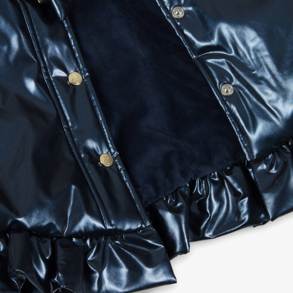 Caramelo Kids-Girls Navy Hooded Bow Coat | Childrensalon Outlet