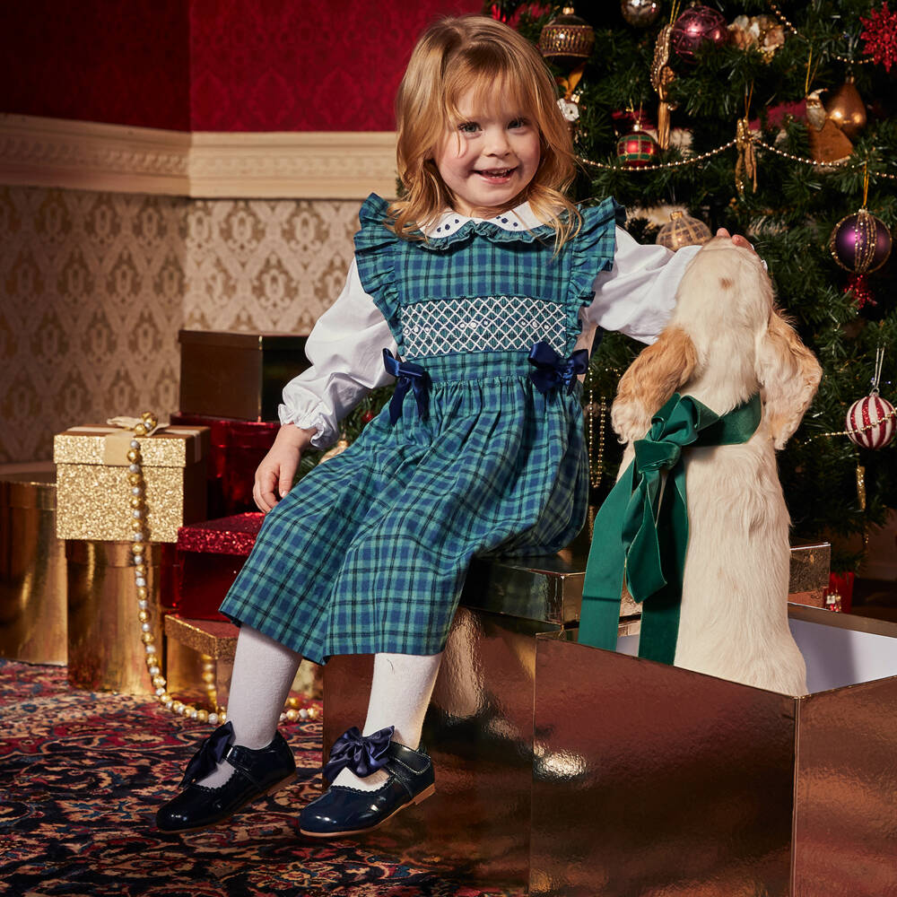 Caramelo Kids-حذاء ماري جين للبنات باللون الكحلي مع فيونكة ساتان | Childrensalon Outlet