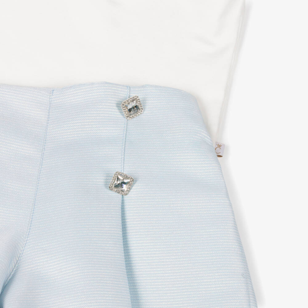 Caramelo Kids-Girls Pale Blue Pleated Shorts Set | Childrensalon Outlet
