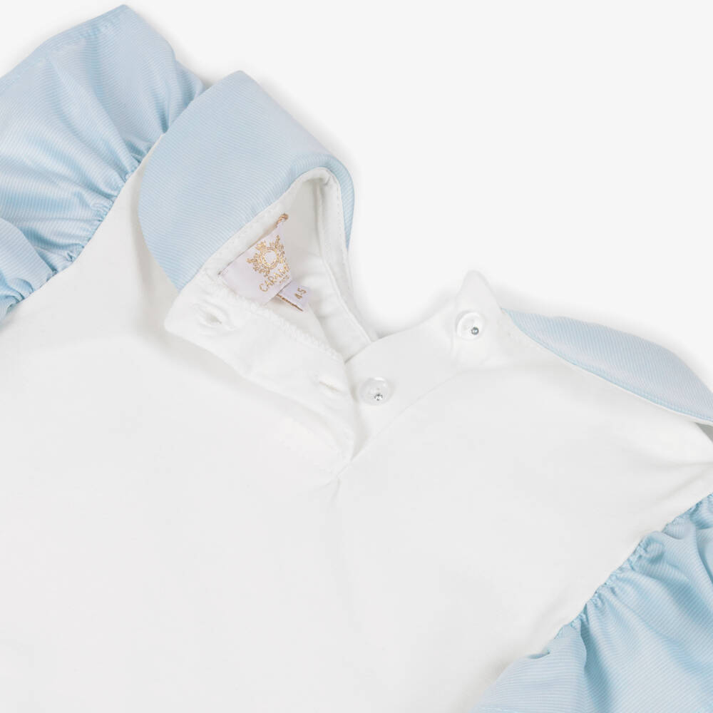 Caramelo Kids-Girls Pale Blue Pleated Shorts Set | Childrensalon Outlet