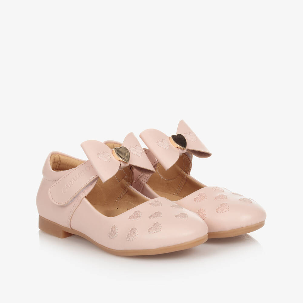 Caramelo Kids-Girls Pale Pink Bow Shoes | Childrensalon Outlet