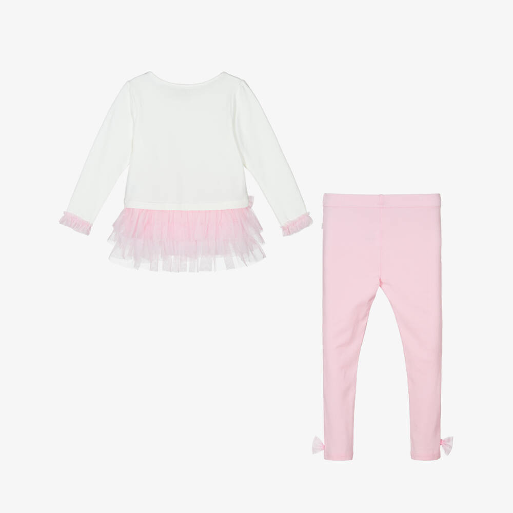 Caramelo Kids-Girls Pale Pink Cotton Fairy Tale Castle Leggings Set | Childrensalon Outlet
