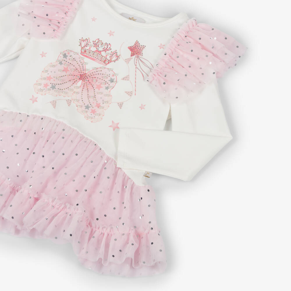Caramelo Kids-Girls Pale Pink Cotton & Tulle Fairy Wings Leggings Set | Childrensalon Outlet