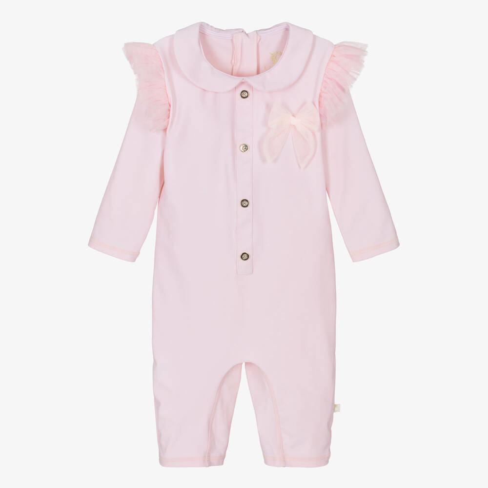 Caramelo Kids-Girls Pale Pink Full Coverage Swimsuit | Childrensalon Outlet
