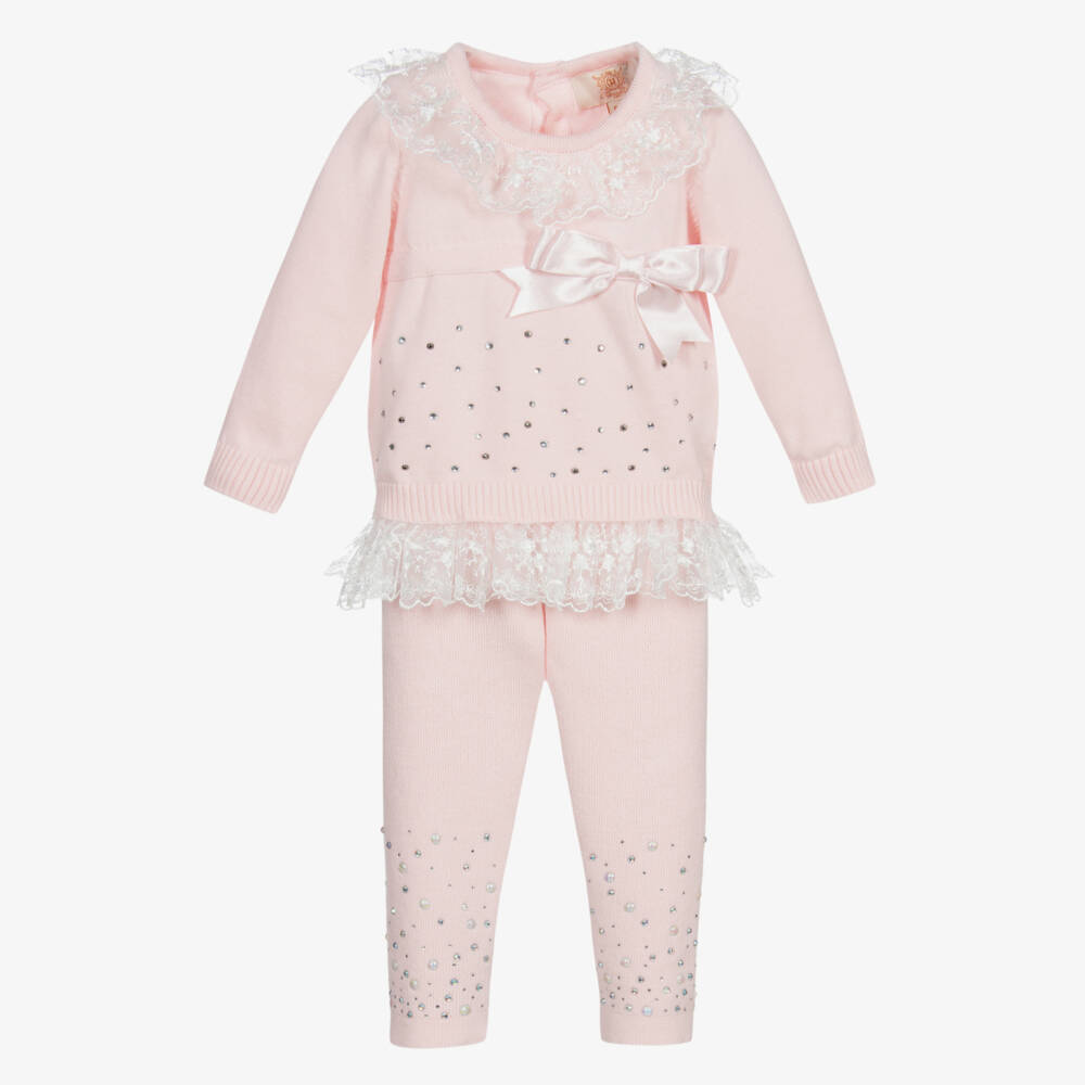 Caramelo Kids-Girls Pale Pink Knit Set | Childrensalon Outlet