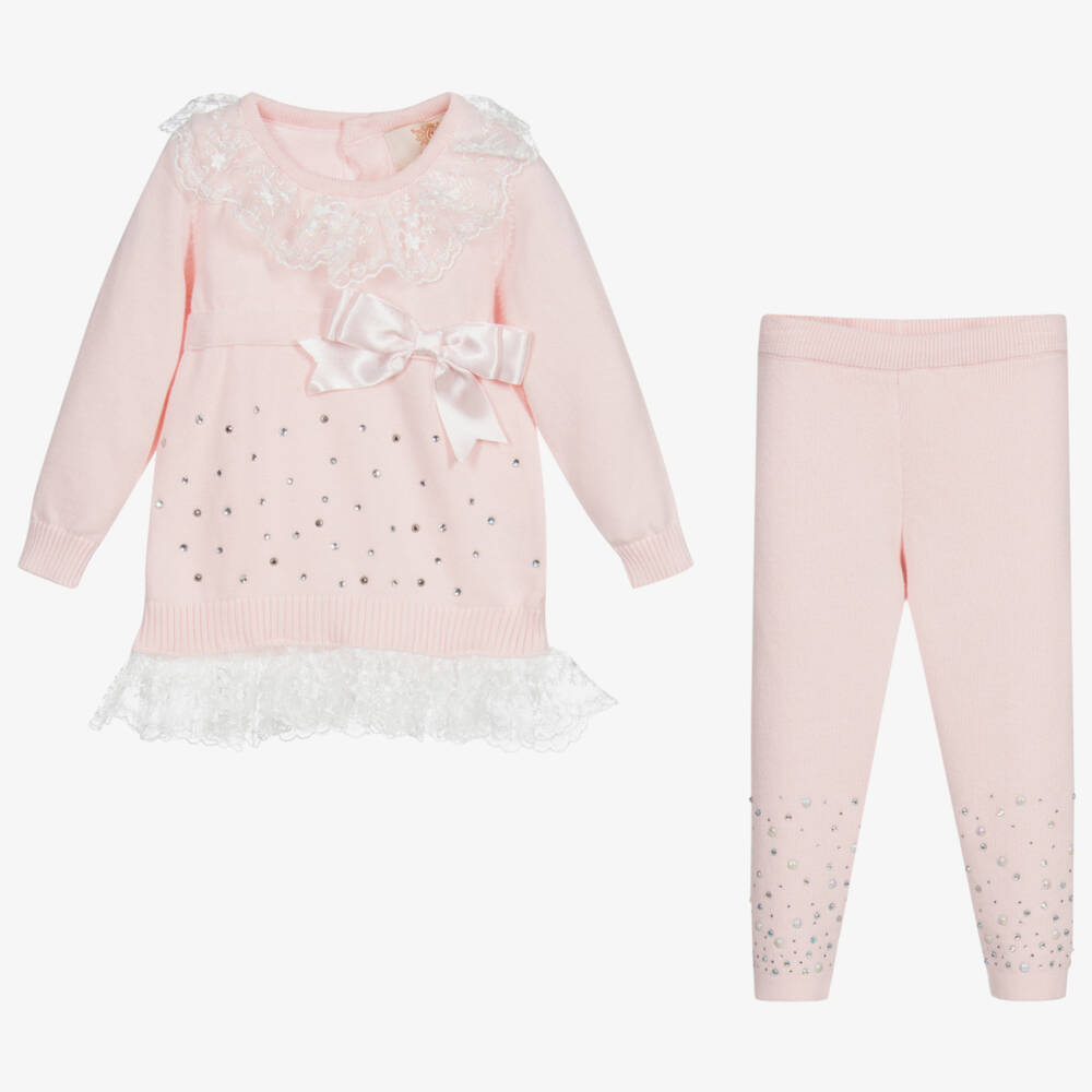 Caramelo Kids-Girls Pale Pink Knit Set | Childrensalon Outlet