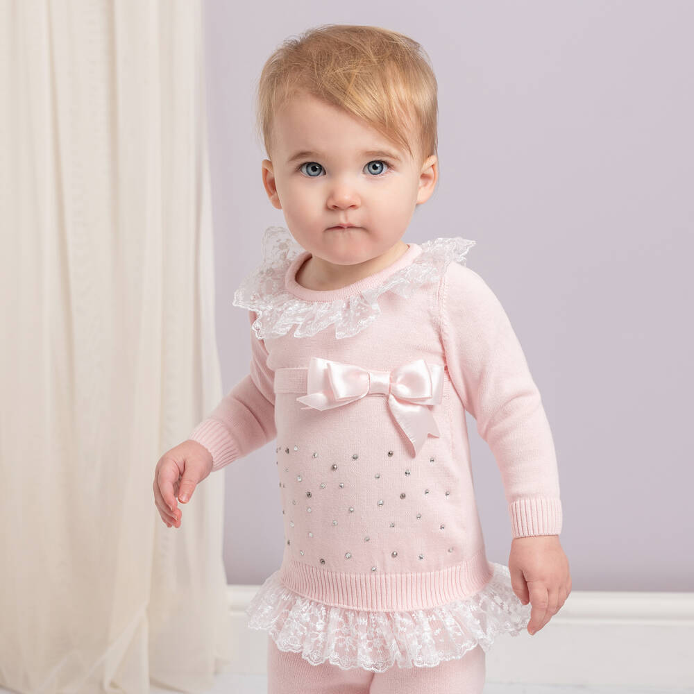 Caramelo Kids-Girls Pale Pink Knit Set | Childrensalon Outlet