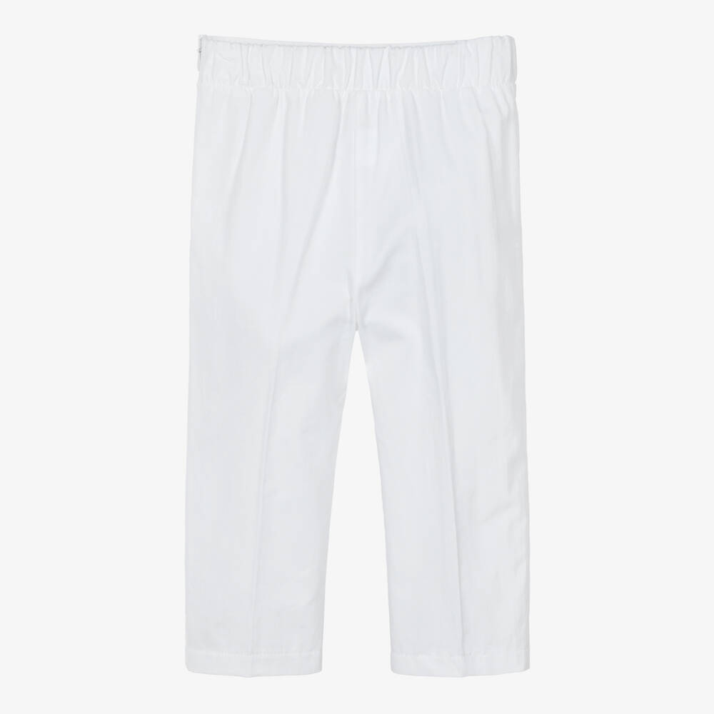 Caramelo Kids-Girls Pale Yellow & White Trouser Set with Bow Hair Clip | Childrensalon Outlet