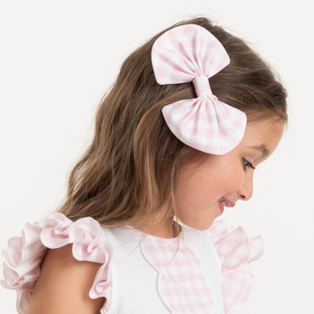 Caramelo Kids-Girls' Pastel Check Bow Clip | Childrensalon Outlet