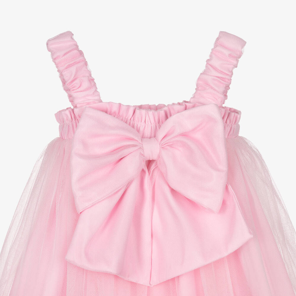 Caramelo Kids-Girls Pastel Pink Tulle Dress Set with Bow | Childrensalon Outlet