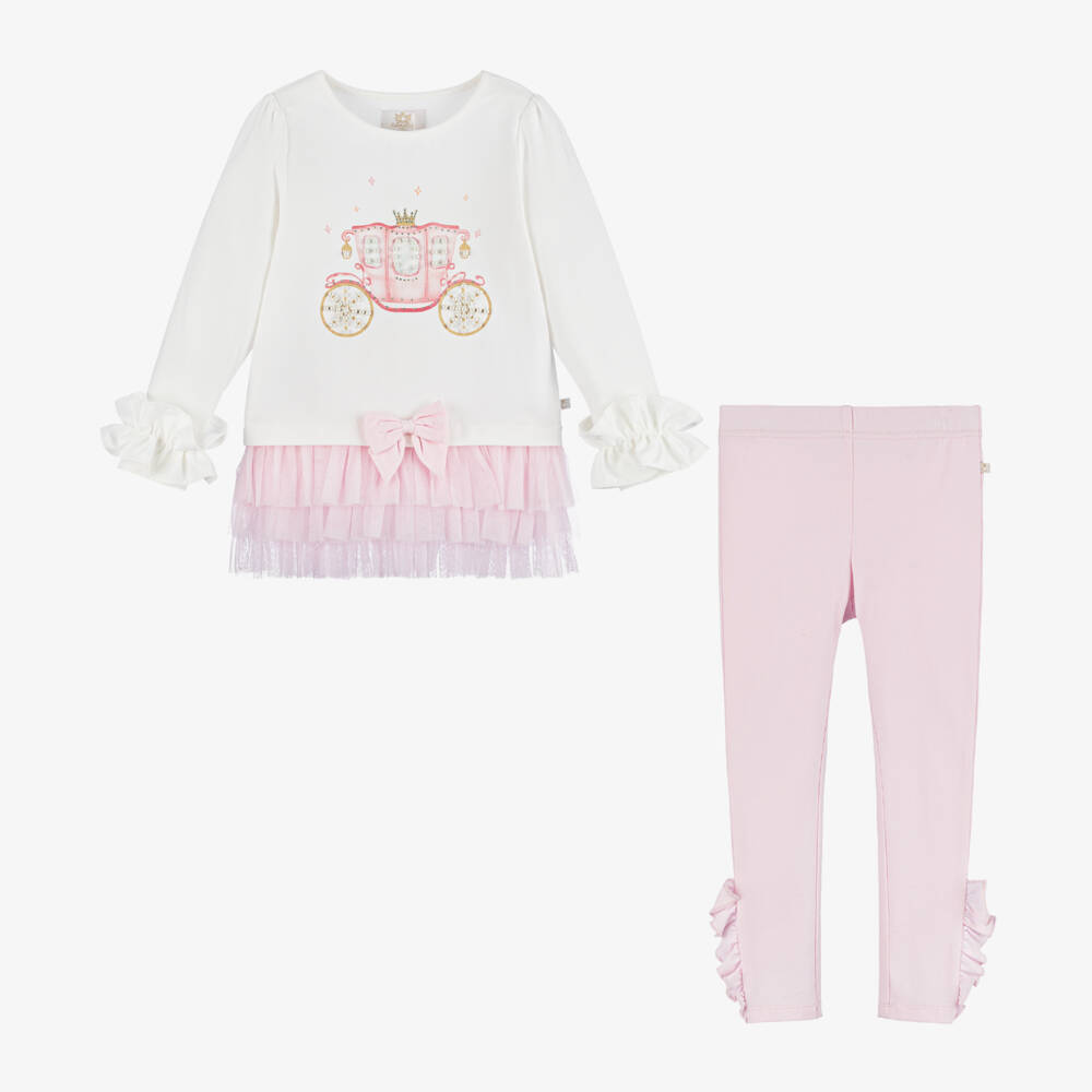 Caramelo Kids-Girls Pearl Tulle Leggings Set | Childrensalon Outlet