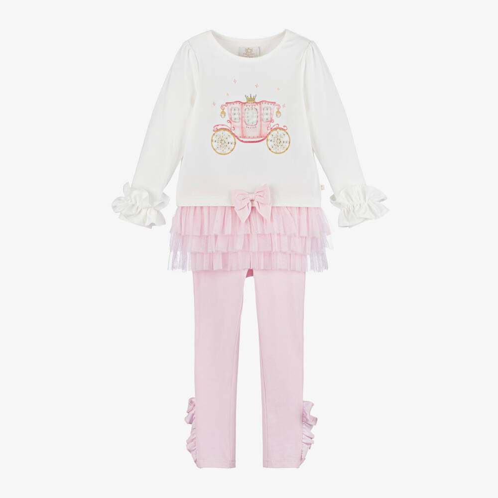 Caramelo Kids-Girls Pearl Tulle Leggings Set | Childrensalon Outlet