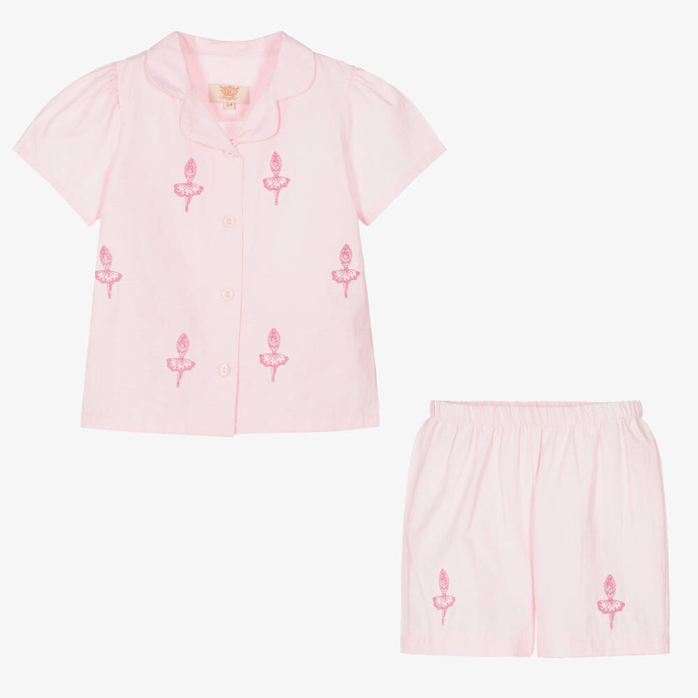 Caramelo Kids-Розовая хлопковая пижама с балеринами | Childrensalon Outlet