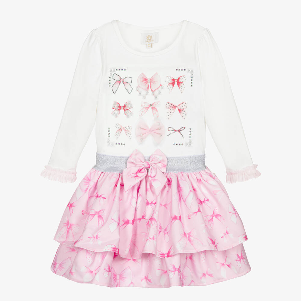 Caramelo Kids-Girls Pink Bow Ensemble Set | Childrensalon Outlet