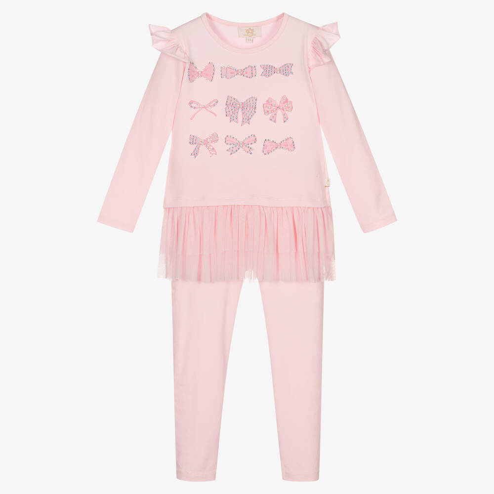 Caramelo Kids - Rosa Leggings-Set mit Schleifen (M)  | Childrensalon