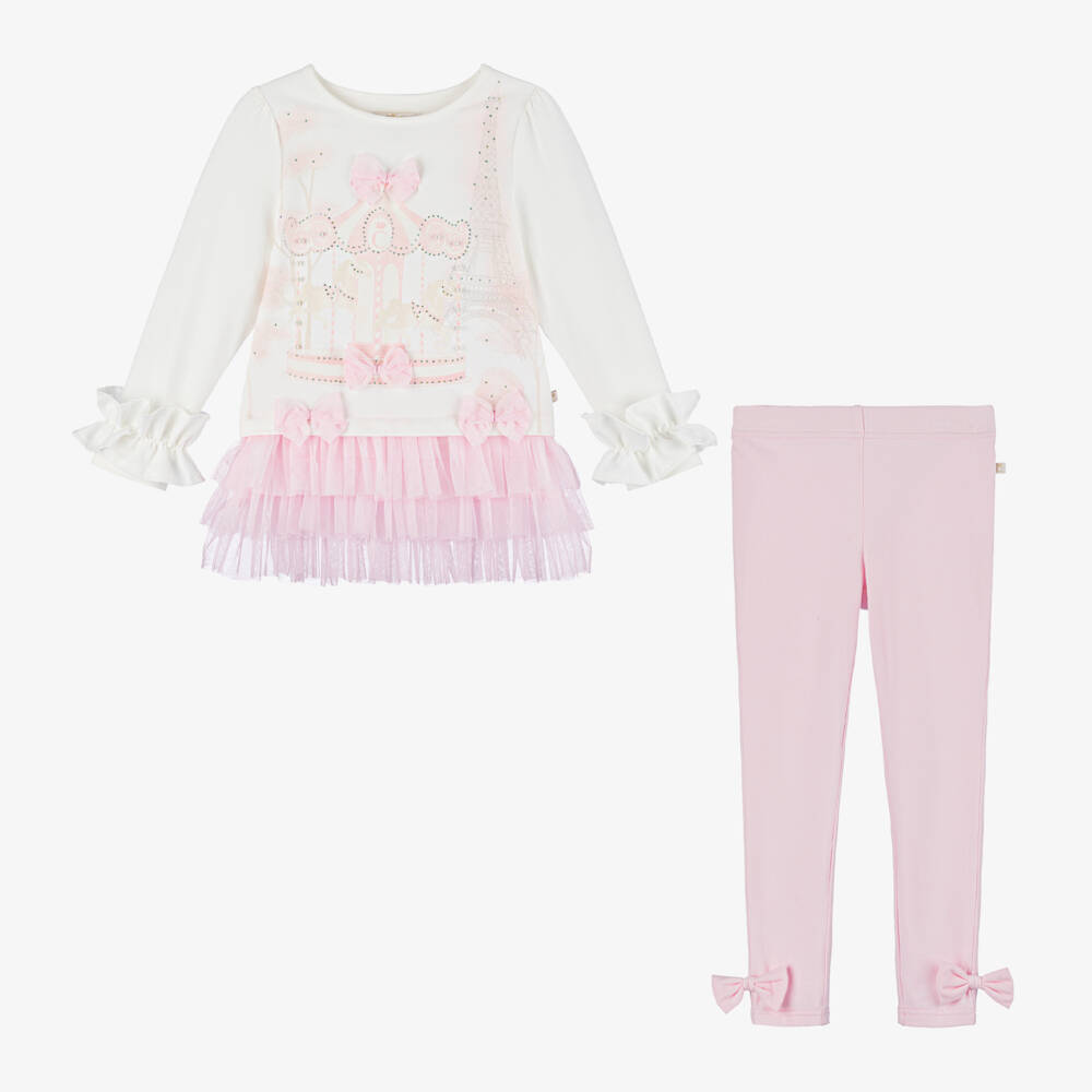 Caramelo Kids-Girls Pink Carousel Pearl Leggings Outfit | Childrensalon Outlet