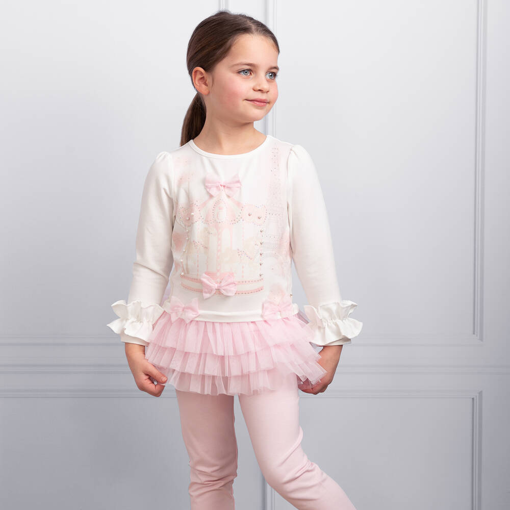 Caramelo Kids-Girls Pink Carousel Pearl Leggings Outfit | Childrensalon Outlet