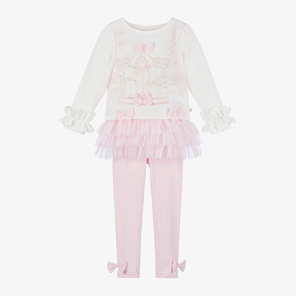 Caramelo Kids-Girls Pink Carousel Pearl Leggings Outfit | Childrensalon Outlet