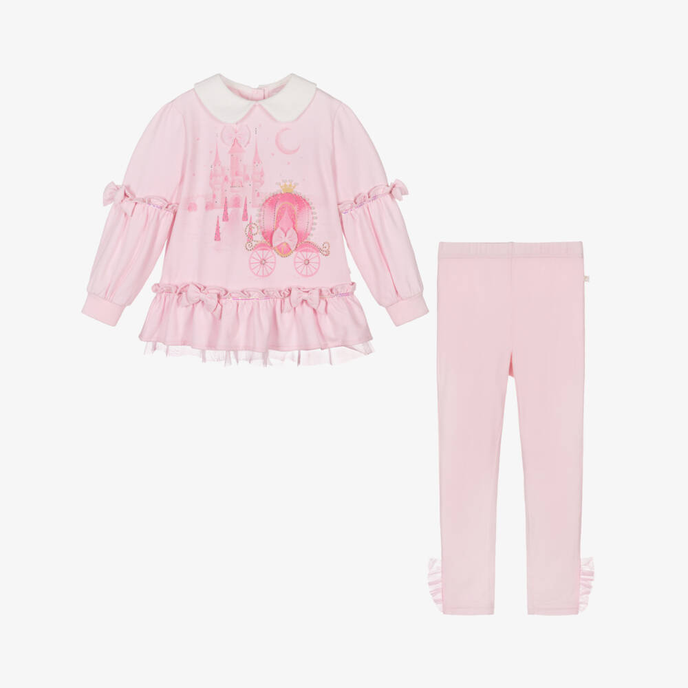 Caramelo Kids-طقم بناتي وردي مع ليجنز برسومات القلعة | Childrensalon Outlet