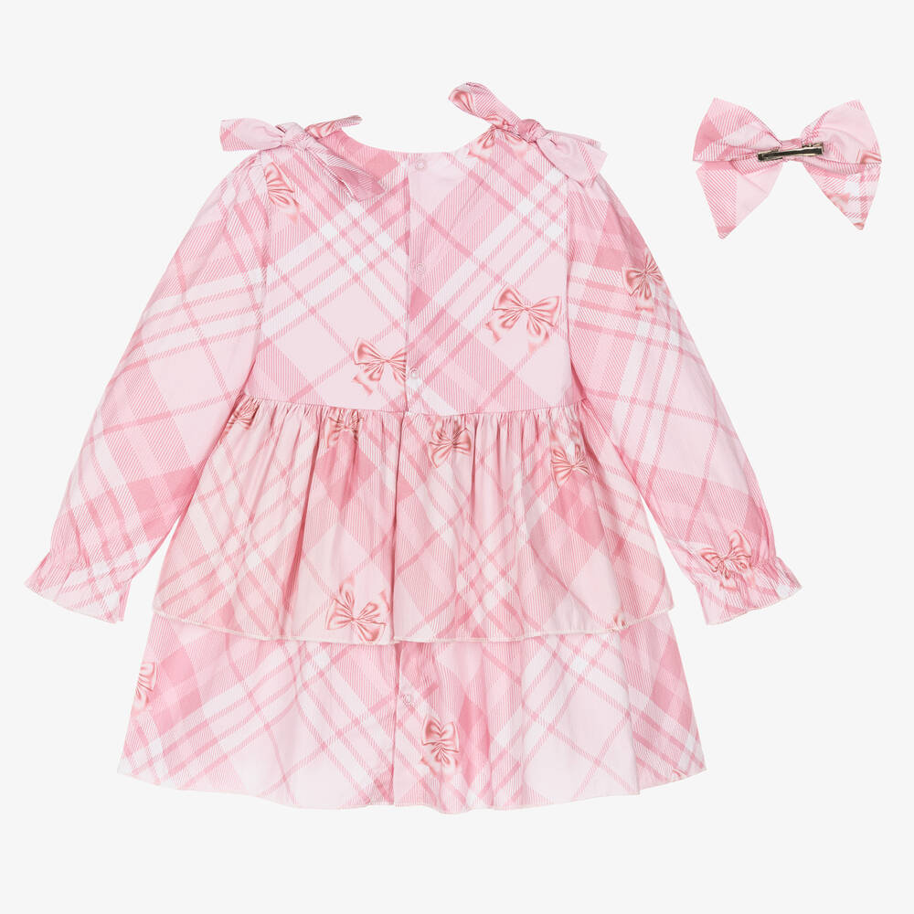 Caramelo Kids-Girls Pink Check Dress Set  | Childrensalon Outlet