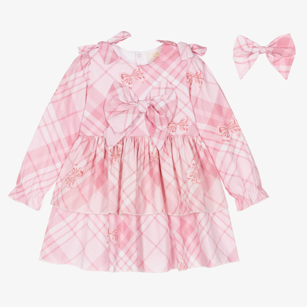 Caramelo Kids - Girls Pink Check Dress Set  | Childrensalon