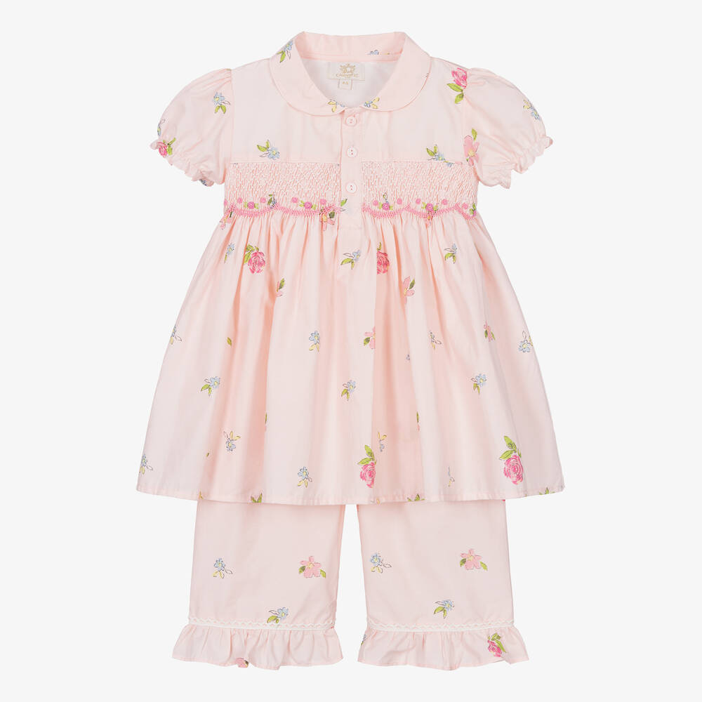 Caramelo Kids - Girls Pink Cotton Dress & Trouser Set | Childrensalon