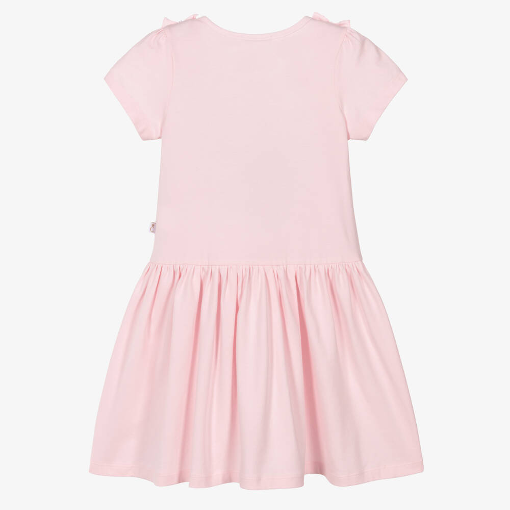 Caramelo Kids-Girls Pink Cotton Jersey Dress with Sequin Ruffles | Childrensalon Outlet