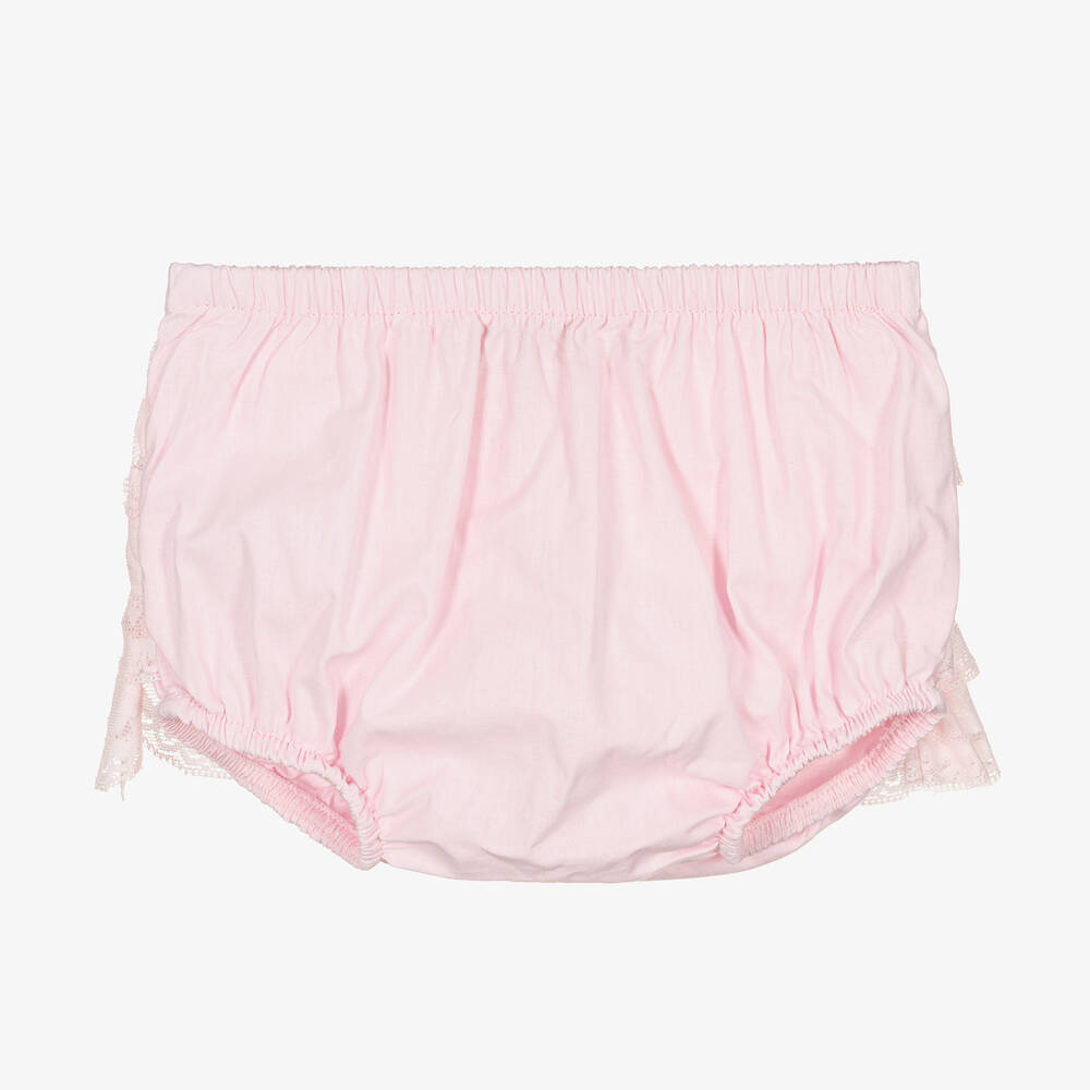 Caramelo Kids - Girls Pink Cotton Lace Frilly Pants | Childrensalon