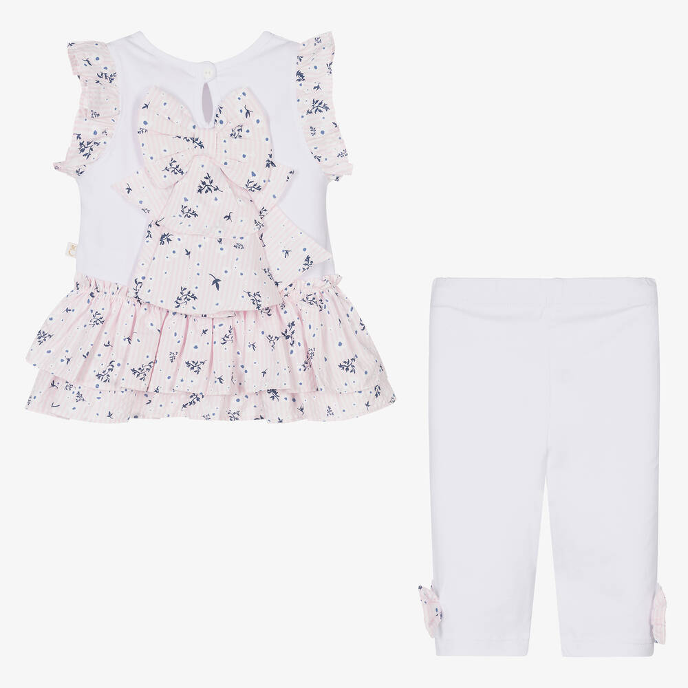 Caramelo Kids-Girls Pink Cotton Leggings Set | Childrensalon Outlet