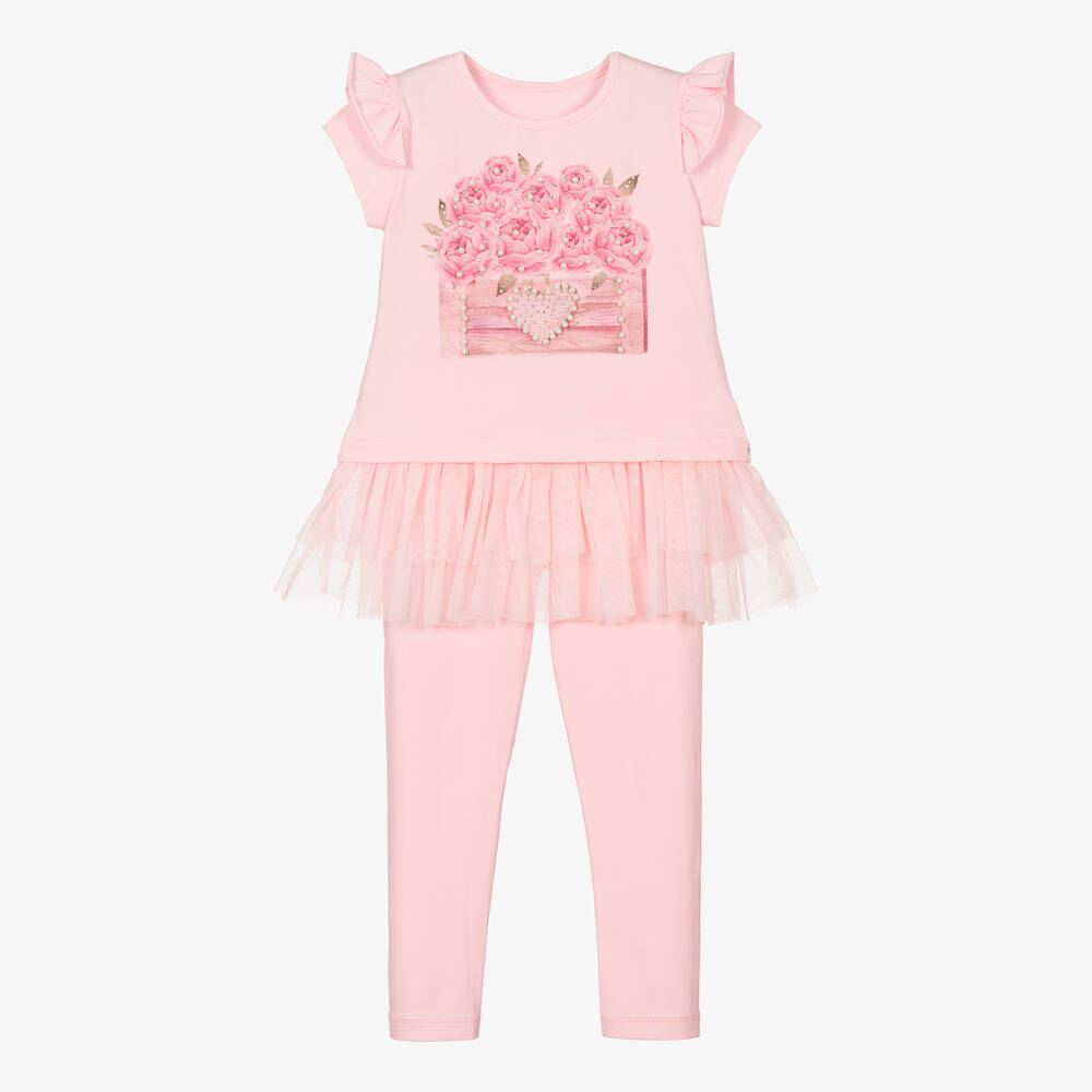 Caramelo Kids-Girls Pink Cotton Leggings Set | Childrensalon Outlet