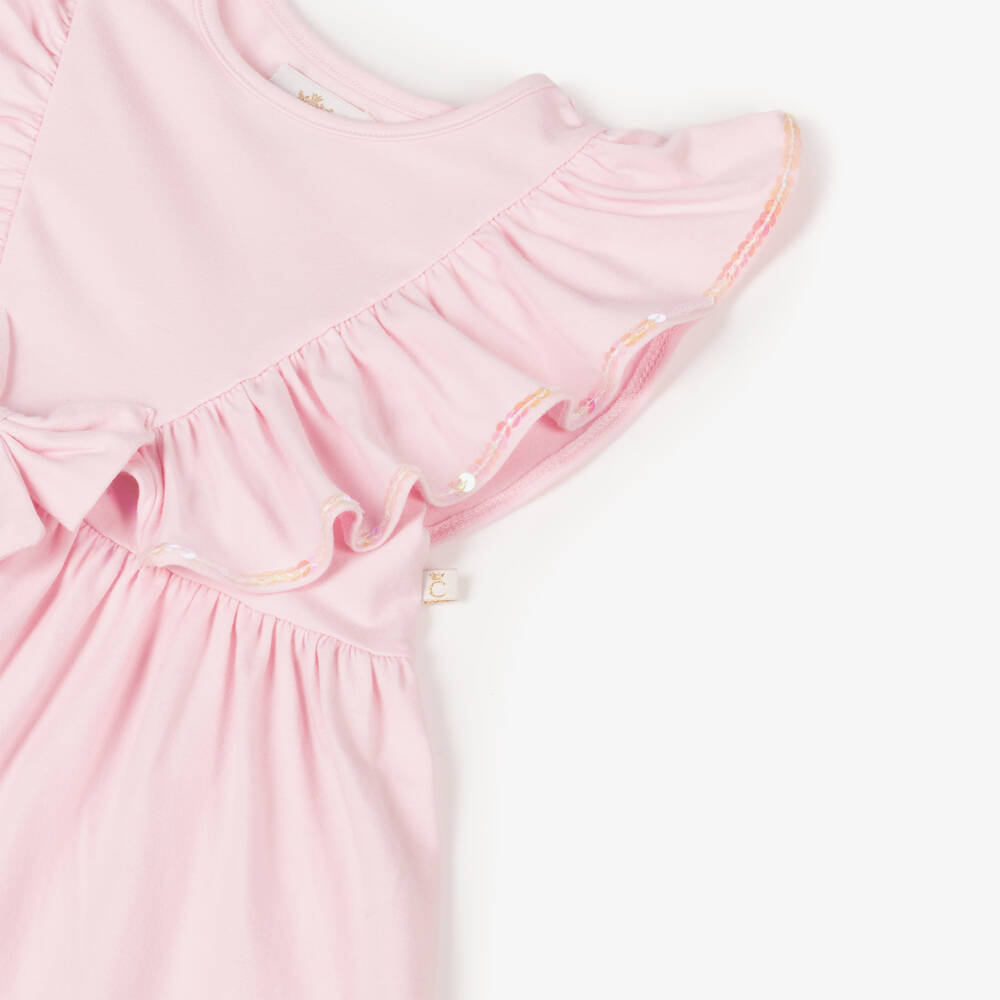 Caramelo Kids-Girls Pink Cotton Ruffle Dress | Childrensalon Outlet