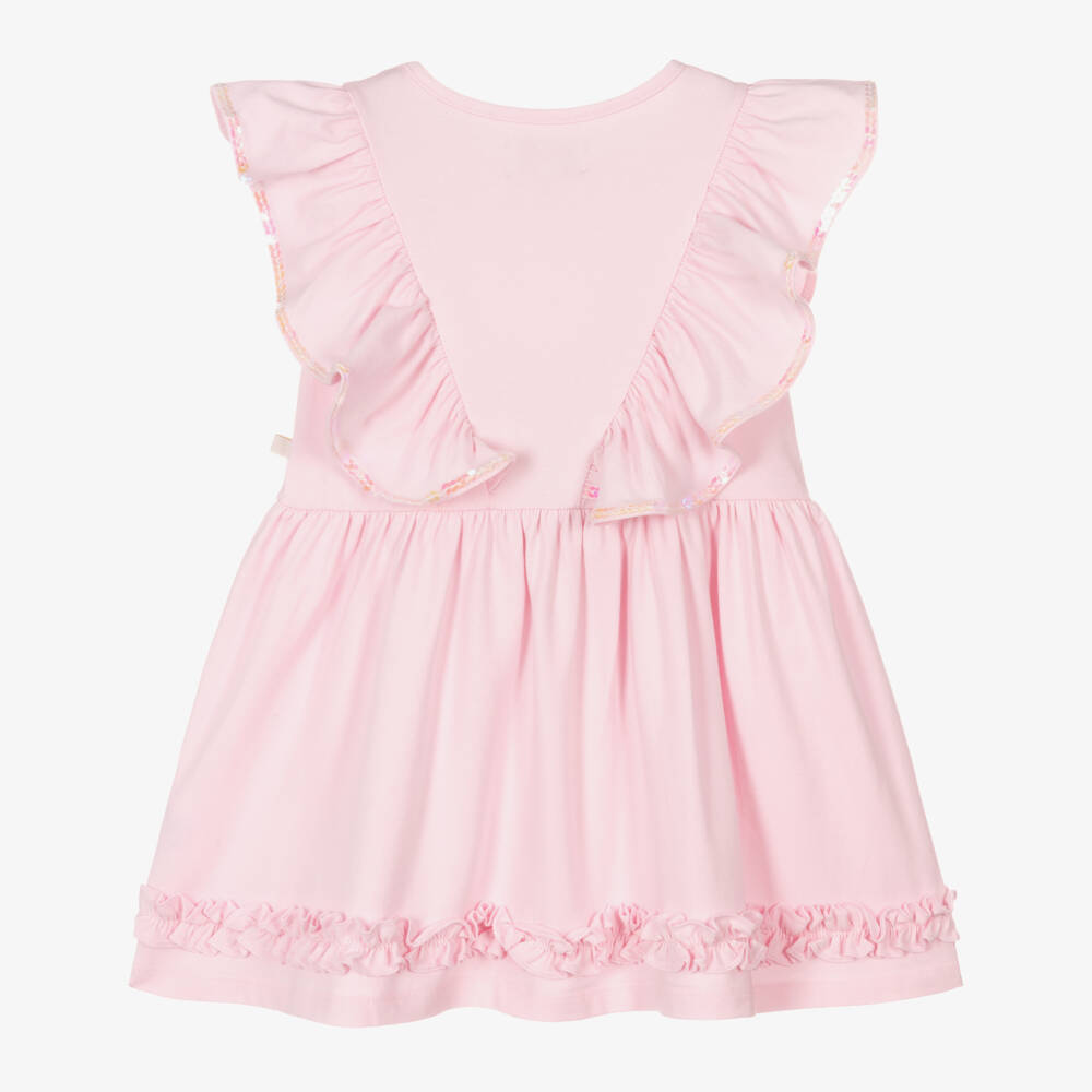 Caramelo Kids-Girls Pink Cotton Ruffle Dress | Childrensalon Outlet