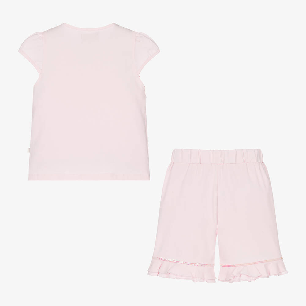 Caramelo Kids-Girls Pink Cotton Sequin Shorts Set | Childrensalon Outlet
